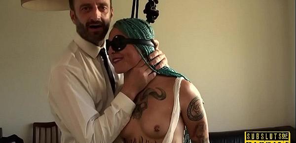  Tattooed british slut throatfucked in BDSM